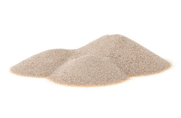 Pile of desert sand isolated on a white background. Sand dunes.