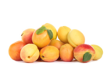 Sweet apricots isolated on white background