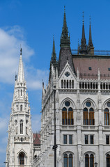 Hungarian Parliament building detail in Budapest