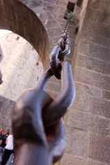 Detail of medieval bridge chain of Carcassonne castle in France