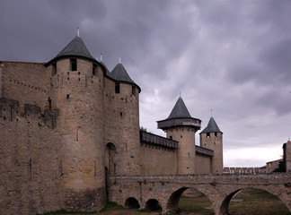 Fototapeta na wymiar medieval castle of the cite de Carcassonne in France