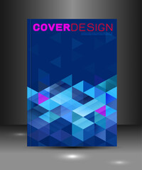 Cover template with blue triangle geometry overlapping for corporate business design background, vector illustration