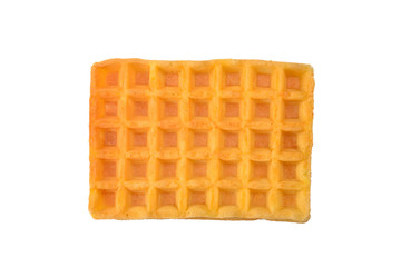 Belgian waffle isolated on white background.