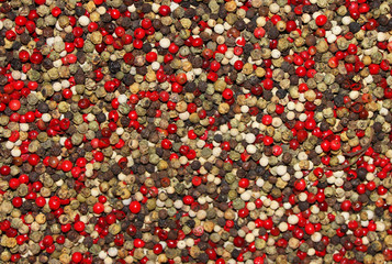 Asian colored dry peppers as background