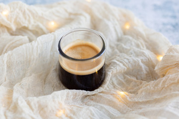 Espresso Coffee Drink in Glass Cup