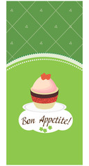 Cafe menu menu, pistachio green with a cupcake