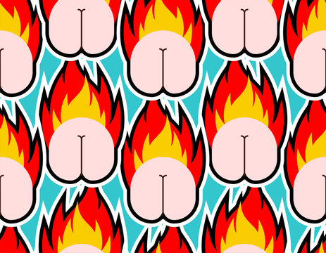 Butthurt background . Ass on fire ornament. Butt Hurt pattern seamless. irritability texture vector