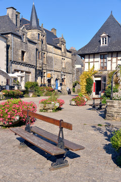 Downtown of Rochefort en Terre, a commune in the Morbihan department of Brittany in north-western France. Rochefort-en-Terre is a designated &ldquo;Petite Cit&eacute; de Caract&eacute;re&rdquo;