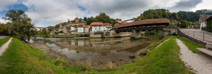 Pont de Berne and Sarine River, Fribourg, Switzerland.