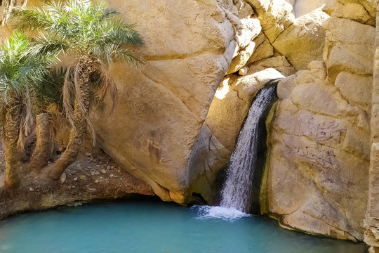 Natural waterfall of Oasis of Nefta, Chebika - Tunisia