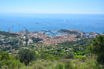 Fototapeta premium Monaco, aerial view from the hill on Monte Carlo