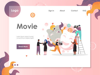 Fototapeta premium Movie vector website landing page design template
