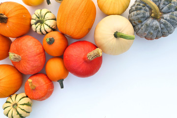 Various pumpkins and squashes