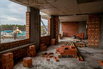 construction site of a brick house