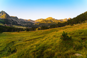 Mountain river landscape in Pyrenees.