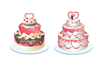 tiered wedding cake with cream, beautiful wedding cake icon