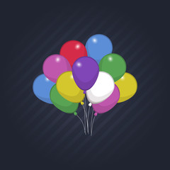 Helium air balloon, balls isolated on background. Happy birthday, party concept. Vector flat design.