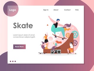 Skate vector website landing page design template