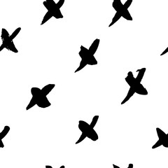 Seamless pattern with black paint, ink brush stroke