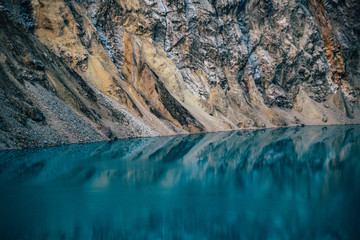 Glacial Lake on Santa Cruz Trek in Huscaran National Park in the Cordillera Blanca in Northern Peru 