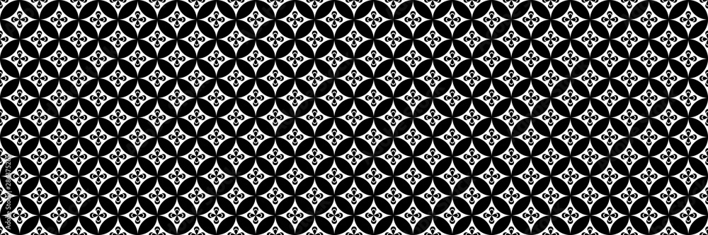Poster horizontal black and white abstract geometric design with flower for pattern and background