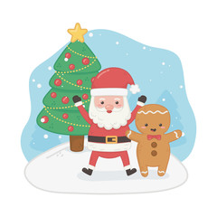 merry merry christmas card with santa claus and
