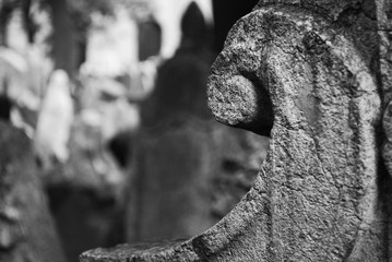 Black And White Stone Scroll Gravestone Headstone Tombstone