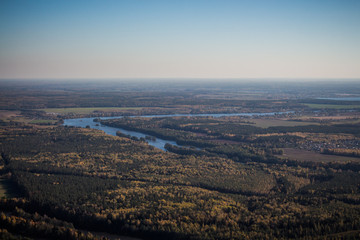 The forest, lakes and fields in the tundra.Trees in the taiga.