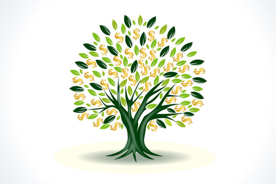 Money Tree Prosperity Symbol Logo Vector Image Design