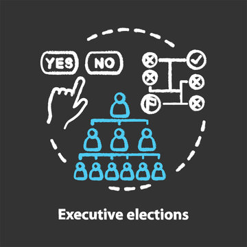Executive elections chalk concept icon. Executive branch, authority hierarchy idea. Choosing new federal government. Voting for political candidates. Vector isolated chalkboard illustration