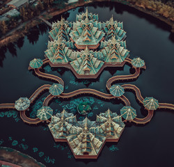 Naklejka premium Ancient city Muang Boran from above in Bangkok Thailand