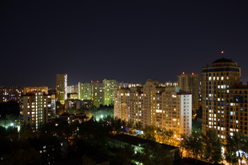 Fototapeta premium panorama of the night city with modern residential buildings in Moscow Russia