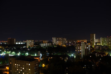 Fototapeta na wymiar panorama of the night city with modern residential buildings in Moscow Russia