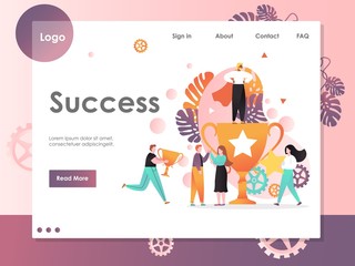 Success vector website landing page design template