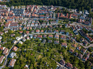 Aerial view of the southern parts of Stuttgart, one of the most important industrial cities in...