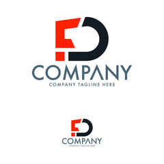 Creative Letter FD Logo Design Template