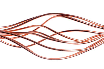 Swirl of copper wire isolated on white background