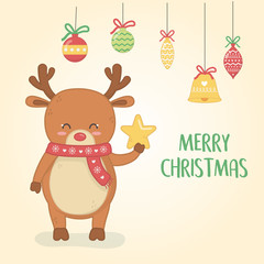 merry merry christmas card with reindeer