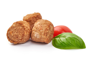 Chicken meatballs, isolated on white background