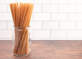 Bunch of Bamboo or Sugarcane Straws an Environmentally Friendly Alternative to Plastic