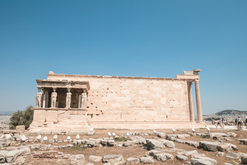 Obraz premium The Erechtheion is an ancient Greek temple on the north side of the Acropolis of Athens in Greece which was dedicate to both Athena and Poseidon.
