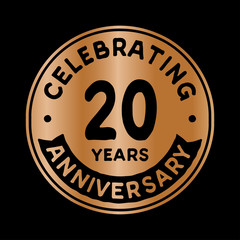 20 years anniversary logo design template. Twenty years logtype. Vector and illustration.
