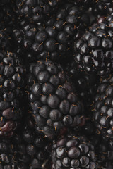 texture with blackberry closeup, background of berries, vertical frame