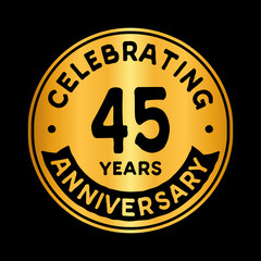 45 years anniversary logo design template. Forty-five years logtype. Vector and illustration.