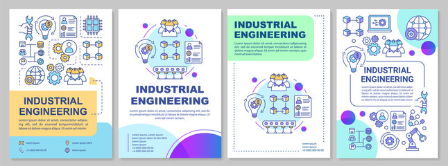 Industrial engineering brochure template layout. Manufacturing. Flyer, booklet, leaflet print design with linear illustrations. Vector page layouts for magazines, annual reports, advertising posters