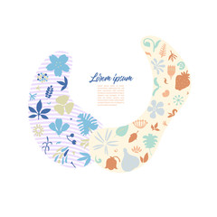 abstract creative composition with floral doodles forming shapes