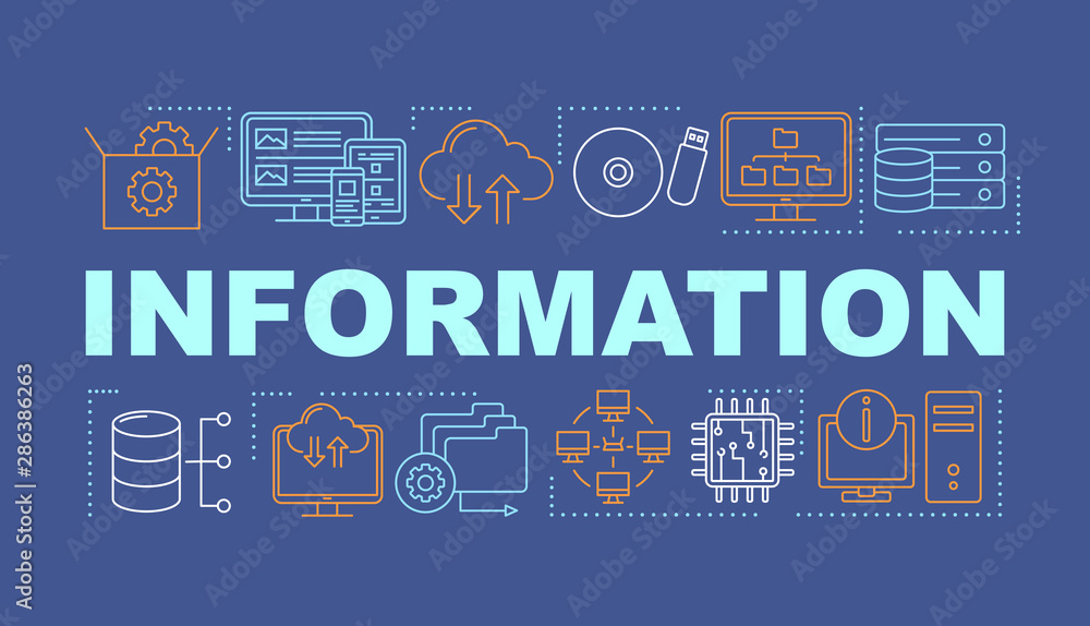 Fototapete information word concepts banner. data management, web hosting. servers and databases. presentation,
