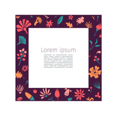 abstarct floral doodles forming rectangular shape as a graphic template