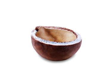 macadamia nut on white isolated background