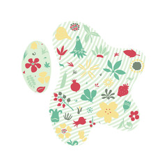 abstract creative composition with floral doodles forming shapes